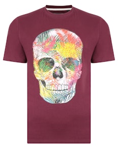 KAM Coloured Skull Print T-Shirt Plum